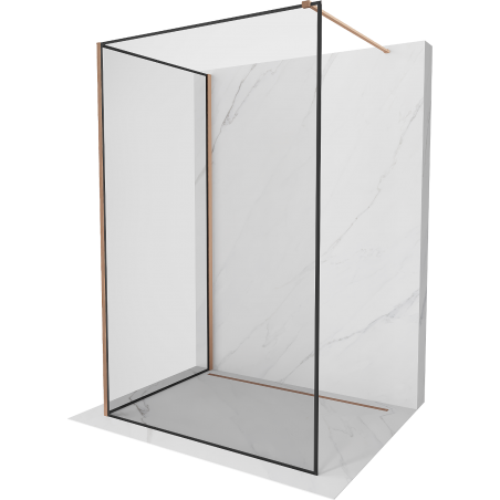 Mexen Kioto Walk-in dušo siena 140 x 110 cm, juodos raštas, matinio vario apdaila - 800-140-212-65-70-110