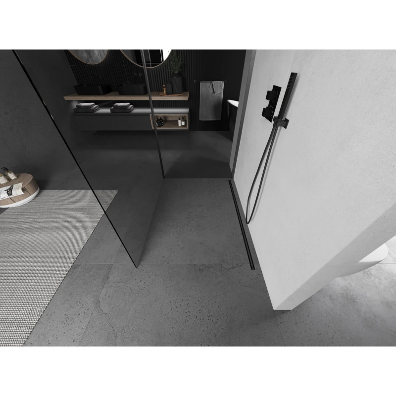 Mexen Kioto Dušo pertvara Walk-in 130 x 120 cm, skaidri, ginklų pilka šlifuota - 800-130-212-66-00-120