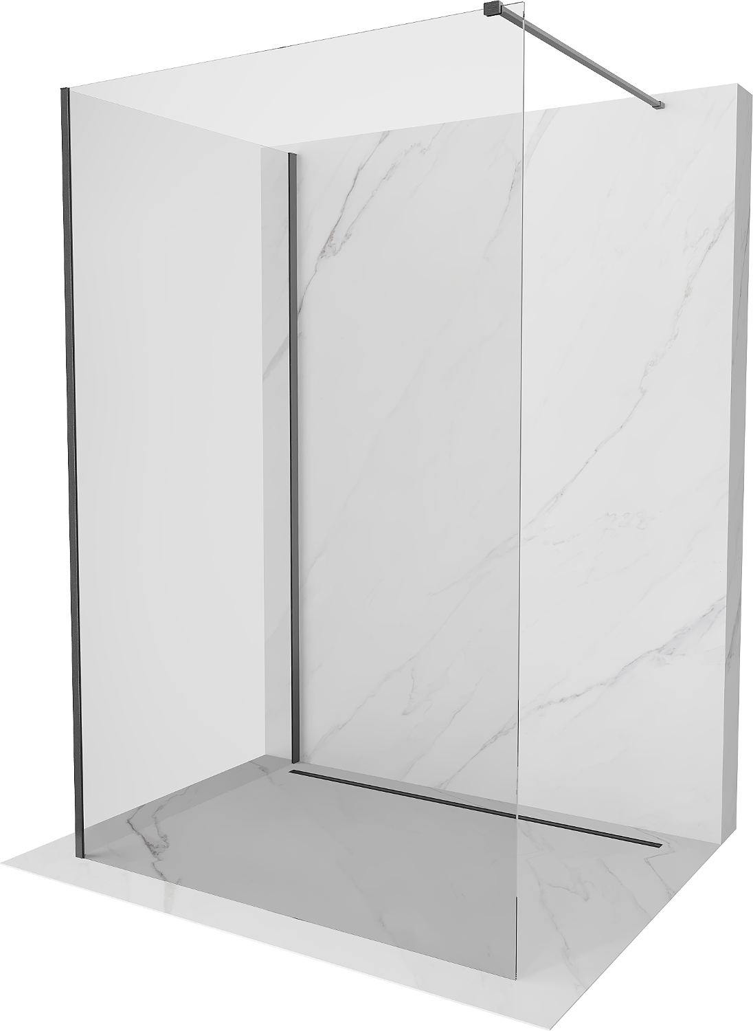 Mexen Kioto Walk-in dušo siena 140 x 120 cm, skaidri, gun gray šlifuotas - 800-140-212-66-00-120