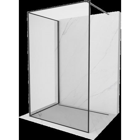 Mexen Kioto Walk-in dušo siena 90 x 80 cm, juodas modelis, gun gray šlifuotas - 800-090-212-66-70-080