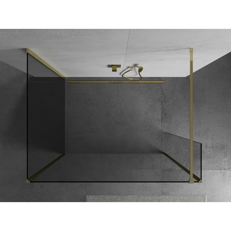 Mexen Kioto dušo siena Walk-in 125 x 80 x 40 cm, permatoma, auksinė - 800-125-080-221-50-00-040