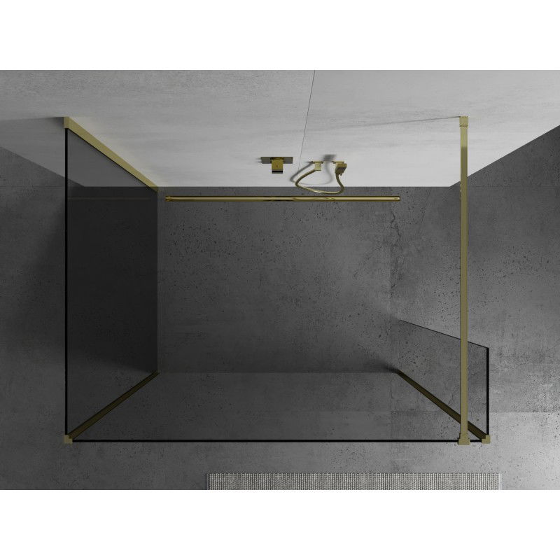 Mexen Kioto dušo pertvara Walk-in 100 x 85 x 40 cm, skaidri, auksinė - 800-100-085-221-50-00-040