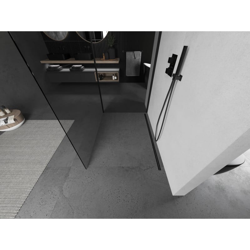 Mexen Kioto dušo sienelė Walk-in 140 x 70 cm, skaidri, juoda - 800-140-212-70-00-070