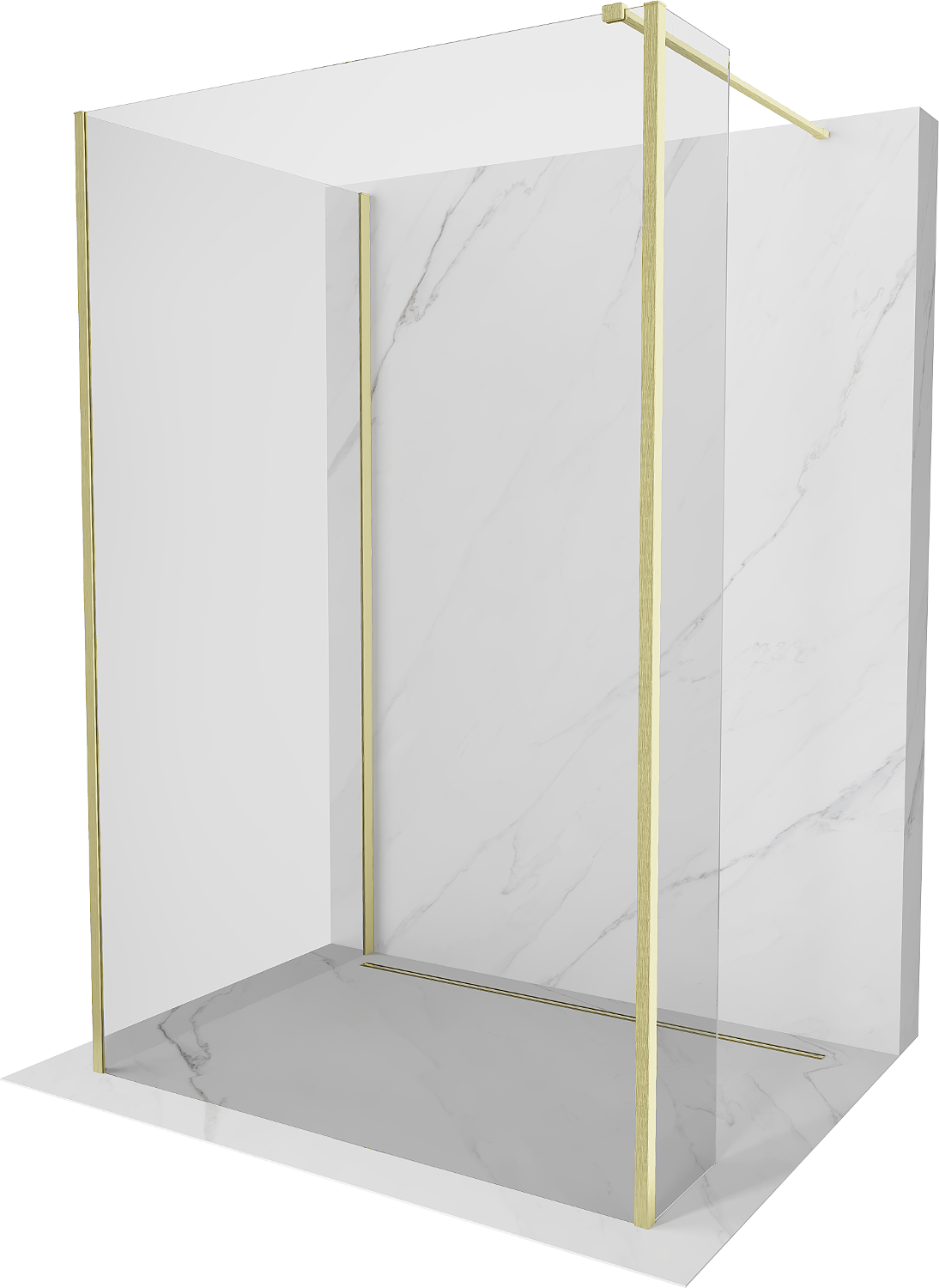 Mexen Kioto Walk-in dušo siena 135 x 80 x 30 cm, skaidrus, auksu šlifuotas - 800-135-080-221-55-00-030