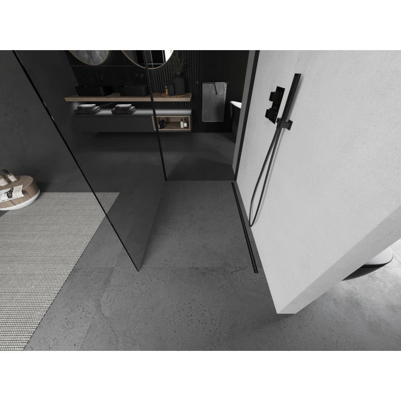 Mexen Kioto dušo sienelė Walk-in 120 x 90 cm, permatoma, juoda - 800-120-212-70-00-090