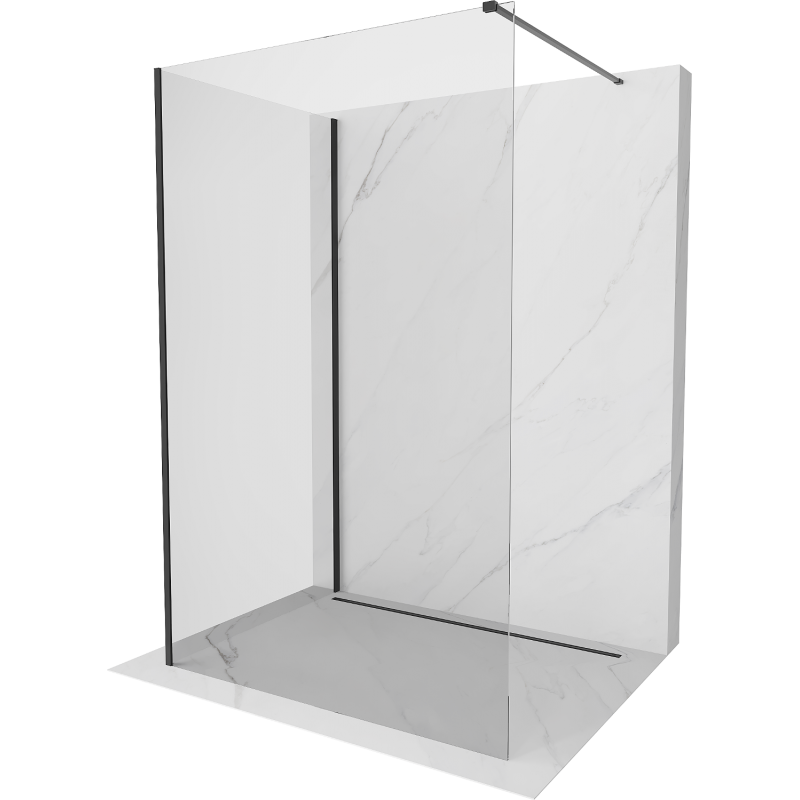 Mexen Kioto dušo siena Walk-in 120 x 100 cm, skaidri, juoda - 800-120-212-70-00-100