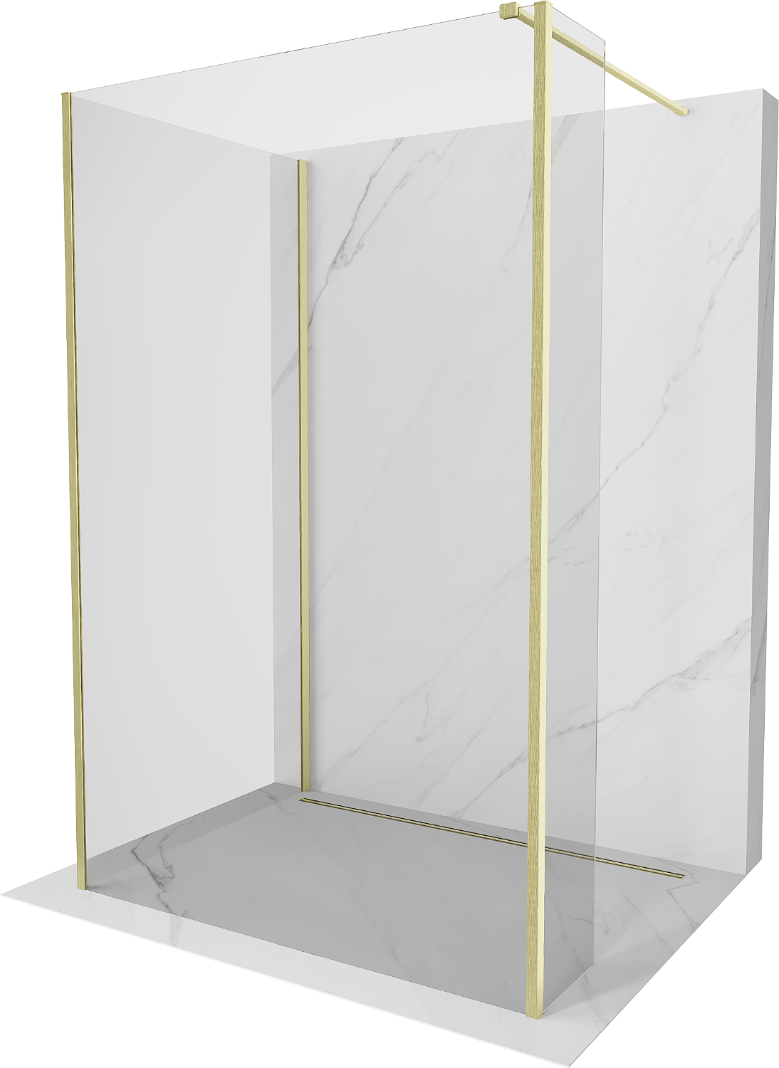 Mexen Kioto Walk-in dušo siena 115 x 110 x 30 cm, skaidrus, matinio aukso - 800-115-110-221-55-00-030