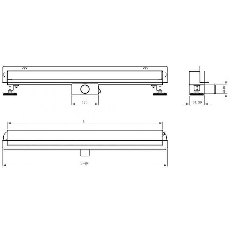 Mexen Flat Wall sieninis linijinis latakas 2 iš 1, 120 cm, juodas - 1730120