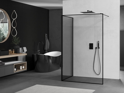 Mexen Kioto dušo sienelė Walk-in 120 x 80 cm, juodas raštas, juoda - 800-120-212-70-70-080
