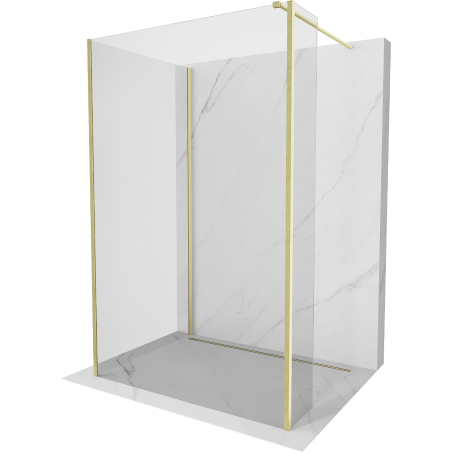 Mexen Kioto dušo siena Walk-in 120 x 80 x 40 cm, skaidri, auksinė šepečių danga - 800-120-080-221-55-00-040