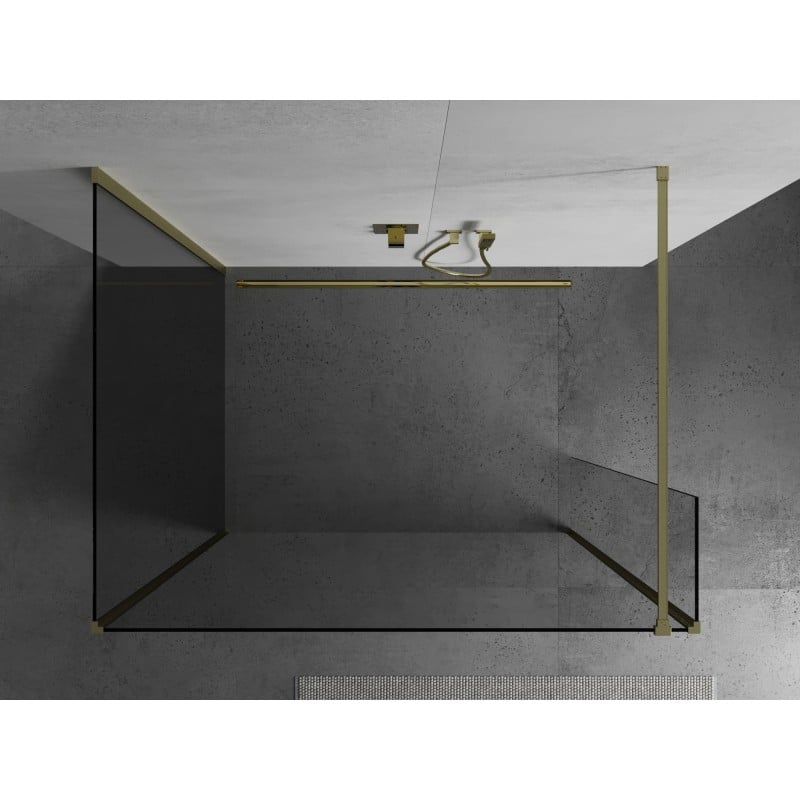 Mexen Kioto dušo sienelė Walk-in 90 x 90 x 40 cm, skaidri, aukso spalvos šlifuota - 800-090-090-221-55-00-040