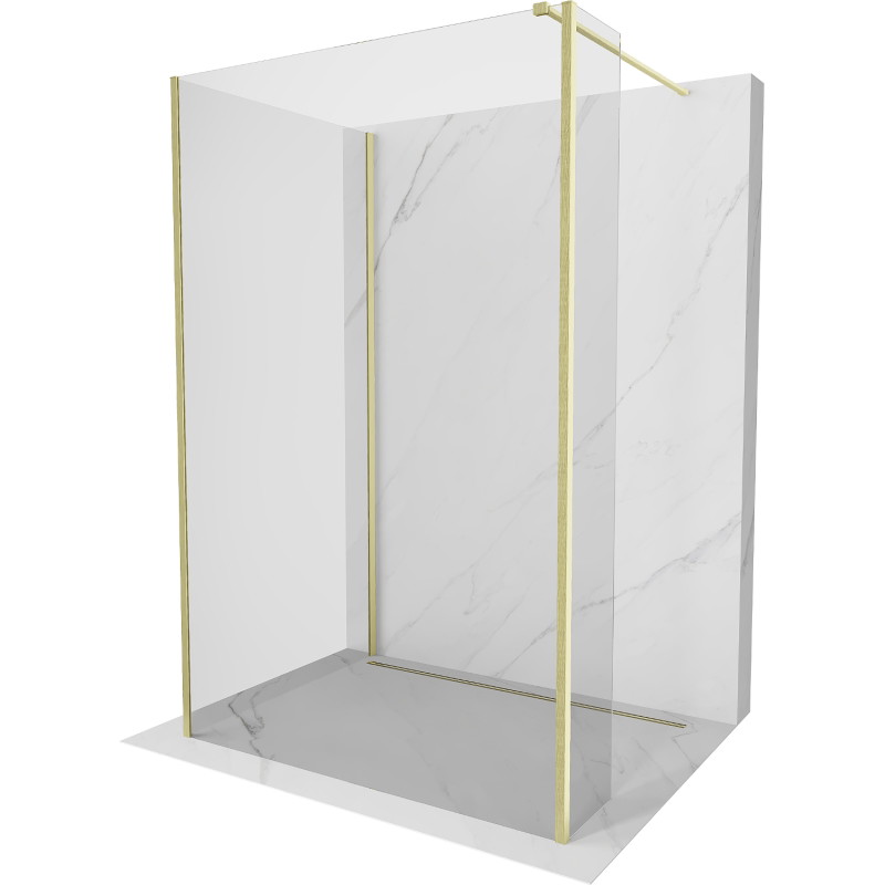 Mexen Kioto dušo siena Walk-in 130 x 105 x 40 cm, permatomi, auksinė matinė - 800-130-105-221-55-00-040