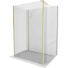 Mexen Kioto dušo siena Walk-in 130 x 105 x 40 cm, permatomi, auksinė matinė - 800-130-105-221-55-00-040