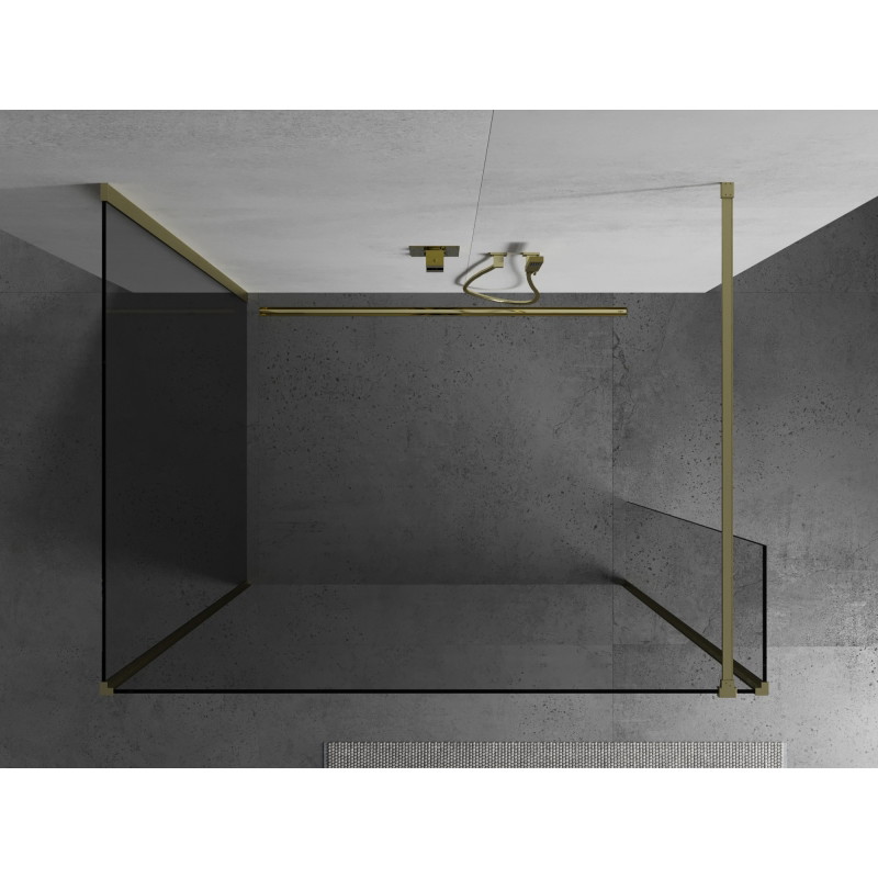 Mexen Kioto dušo siena Walk-in 130 x 105 x 40 cm, permatomi, auksinė matinė - 800-130-105-221-55-00-040