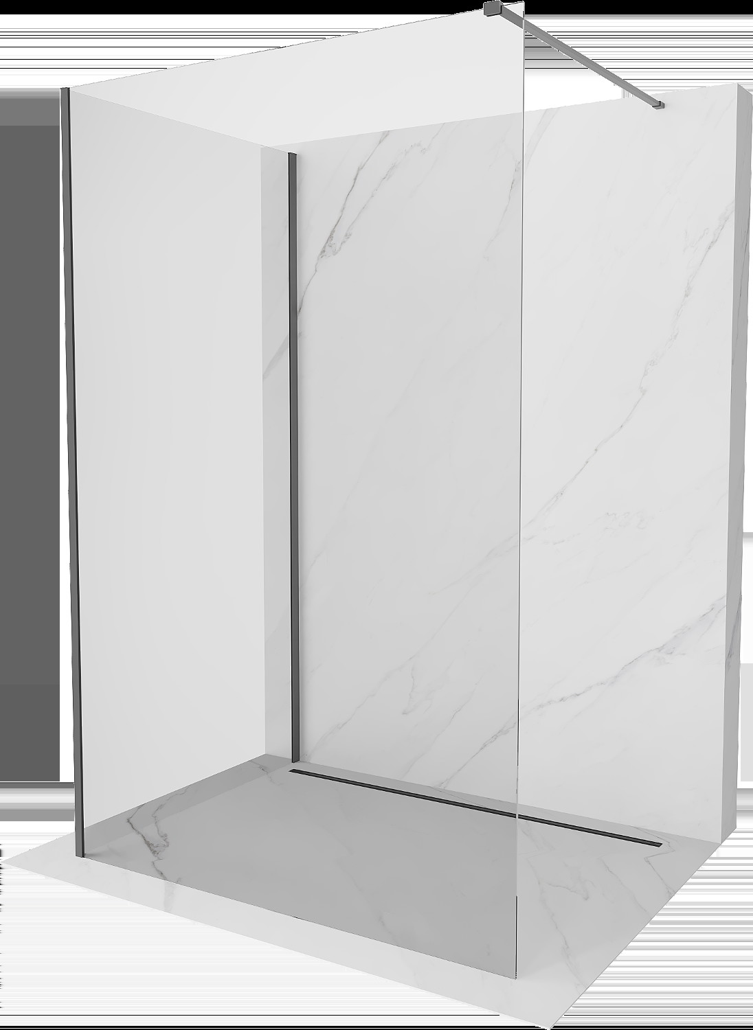 Mexen Kioto Walk-in dušo siena 120 x 110 cm, permatoma, gun metal - 800-120-212-95-00-110