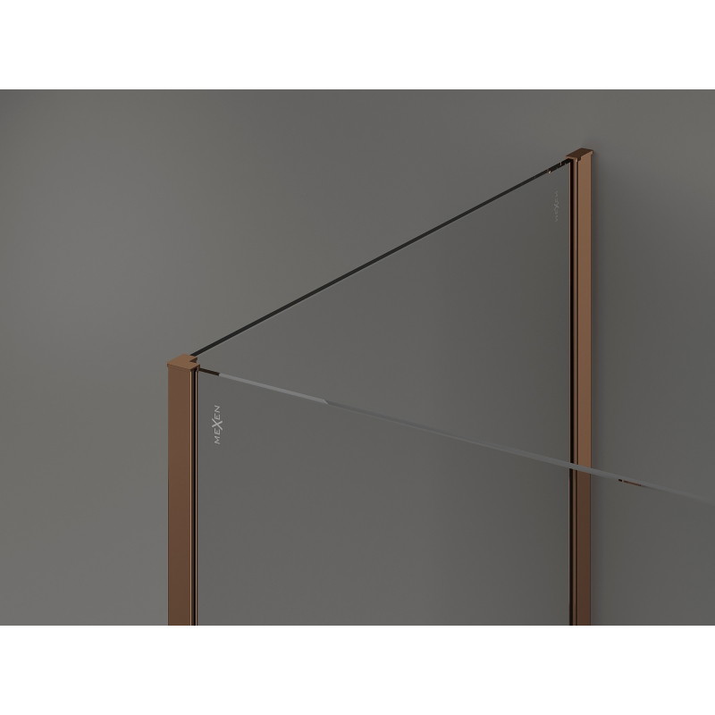 Mexen Kioto Dušo sienelė Walk-in 100 x 95 x 30 cm, permatoma, rožinis auksas - 800-100-095-221-60-00-030