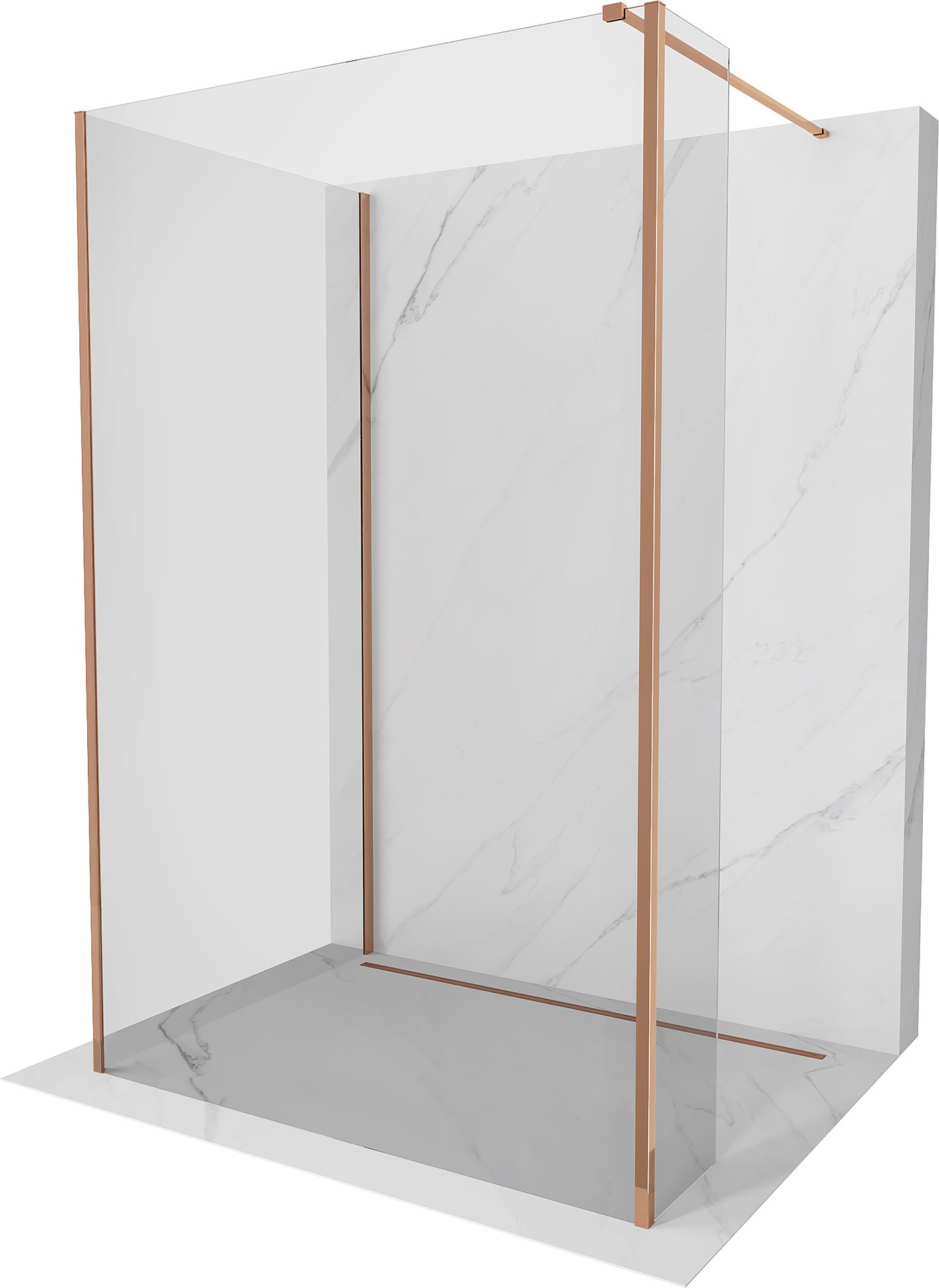 Mexen Kioto walk-in dušo siena 130 x 95 x 30 cm, skaidri, rožinė auksinė - 800-130-095-221-60-00-030