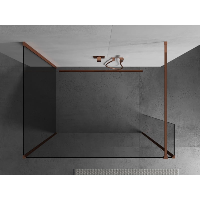 Mexen Kioto dušo sienelė Walk-in 140 x 100 x 30 cm, skaidri, rožinis auksas - 800-140-100-221-60-00-030