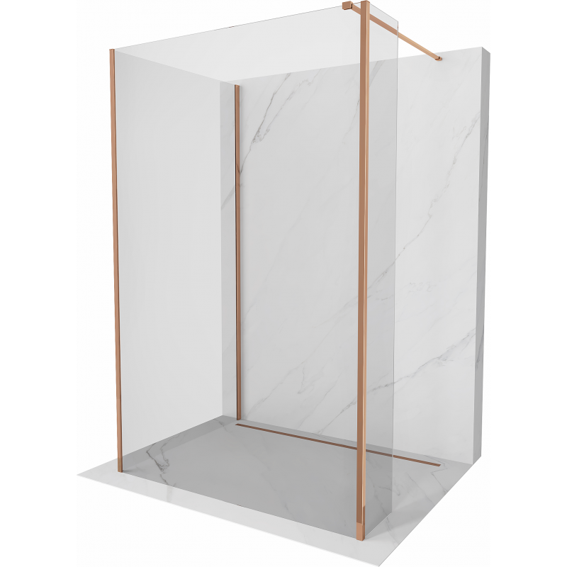 Mexen Kioto dušo siena Walk-in 125 x 80 x 40 cm, skaidrus, rožinis auksas - 800-125-080-221-60-00-040