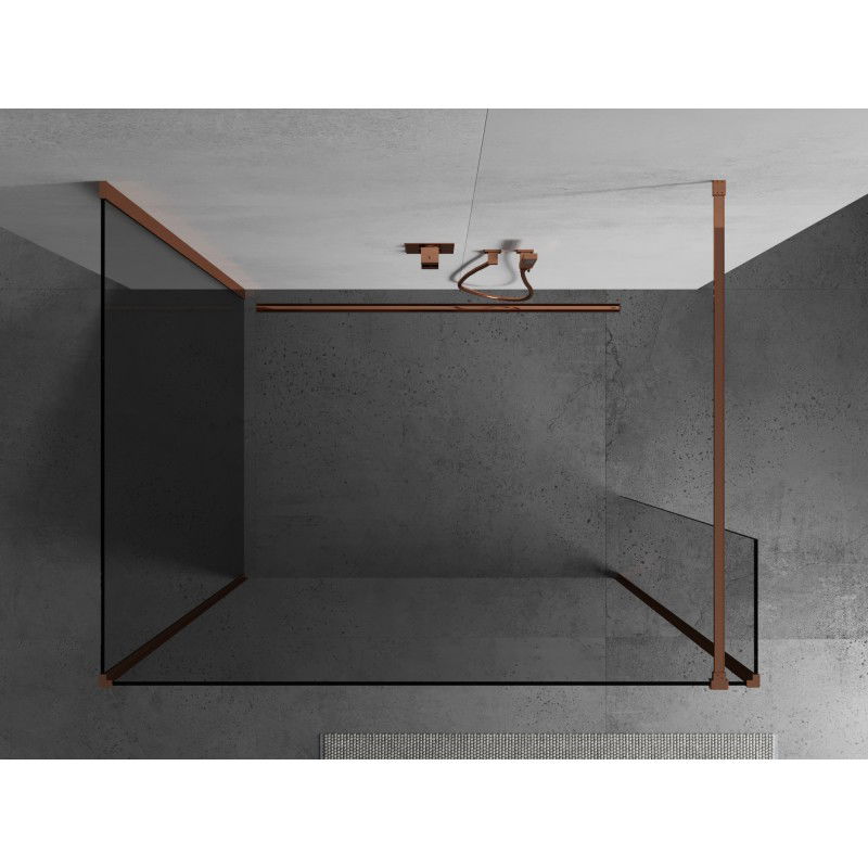 Mexen Kioto dušo siena Walk-in 90 x 90 x 40 cm, permatomas, rožinis auksas - 800-090-090-221-60-00-040