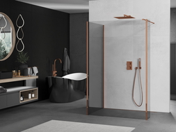 Mexen Kioto dušo pertvara Walk-in 135 x 100 x 40 cm, skaidri, rožinė auksinė - 800-135-100-221-60-00-040