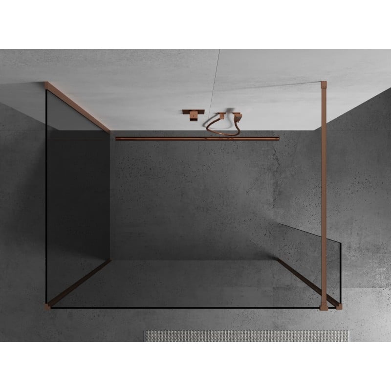 Mexen Kioto dušo pertvara Walk-in 90 x 70 x 30 cm, skaidri, šlifuota vario spalva - 800-090-070-221-65-00-030