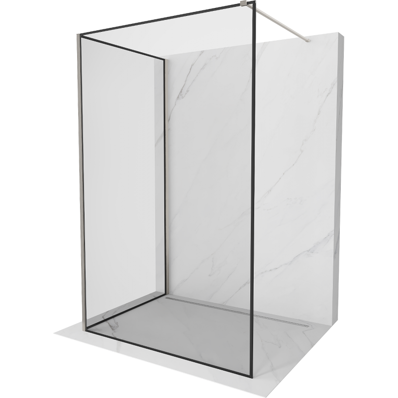 Mexen Kioto dušo siena Walk-in 140 x 120 cm, juodas raštas, šukuotinis nikelis - 800-140-212-97-70-120