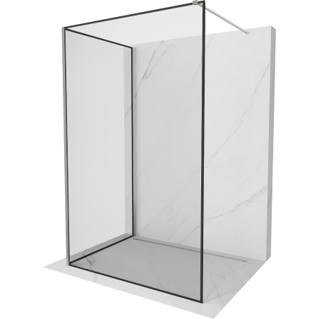 Mexen Kioto dušo siena Walk-in 140 x 120 cm, juodas raštas, šukuotinis nikelis - 800-140-212-97-70-120