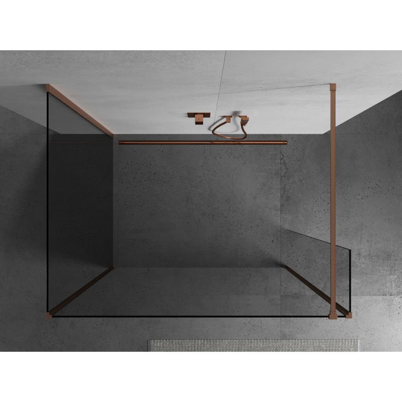 Mexen Kioto dušo sienelė Walk-in 120 x 85 x 40 cm, skaidri, šlifuotas varis - 800-120-085-221-65-00-040