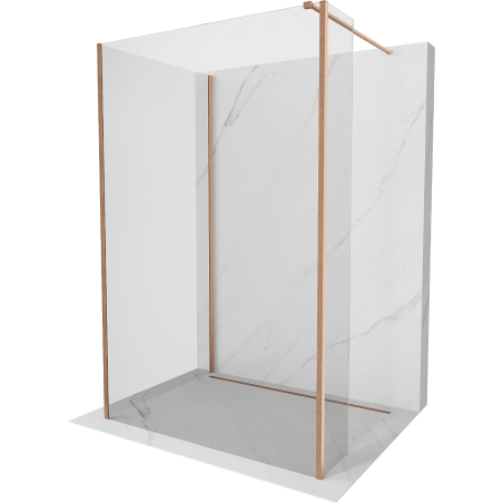 Mexen Kioto dušo pertvara Walk-in 90 x 90 x 40 cm, permatomas, šlifuotas varis - 800-090-090-221-65-00-040