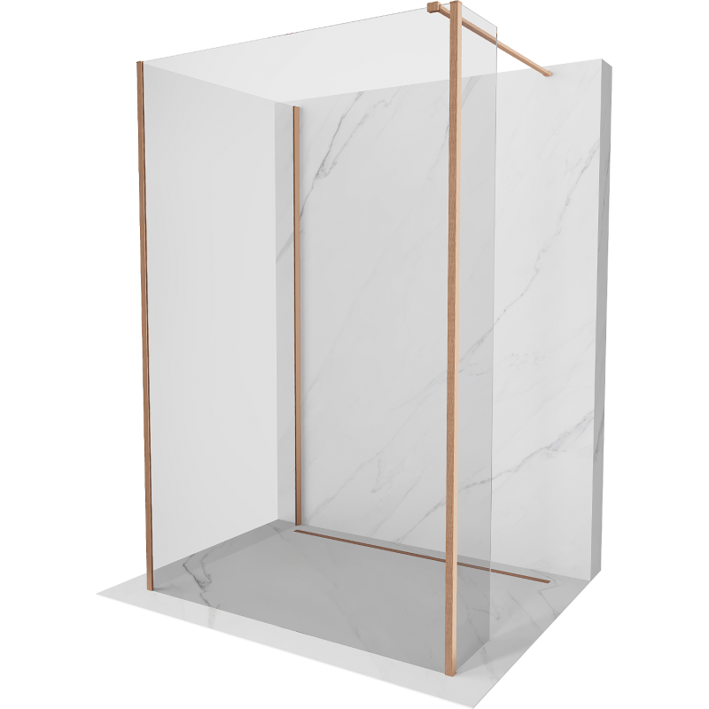 Mexen Kioto walk-in dušo siena 135 x 120 x 40 cm, skaidrus, šlifuotas varis - 800-135-120-221-65-00-040