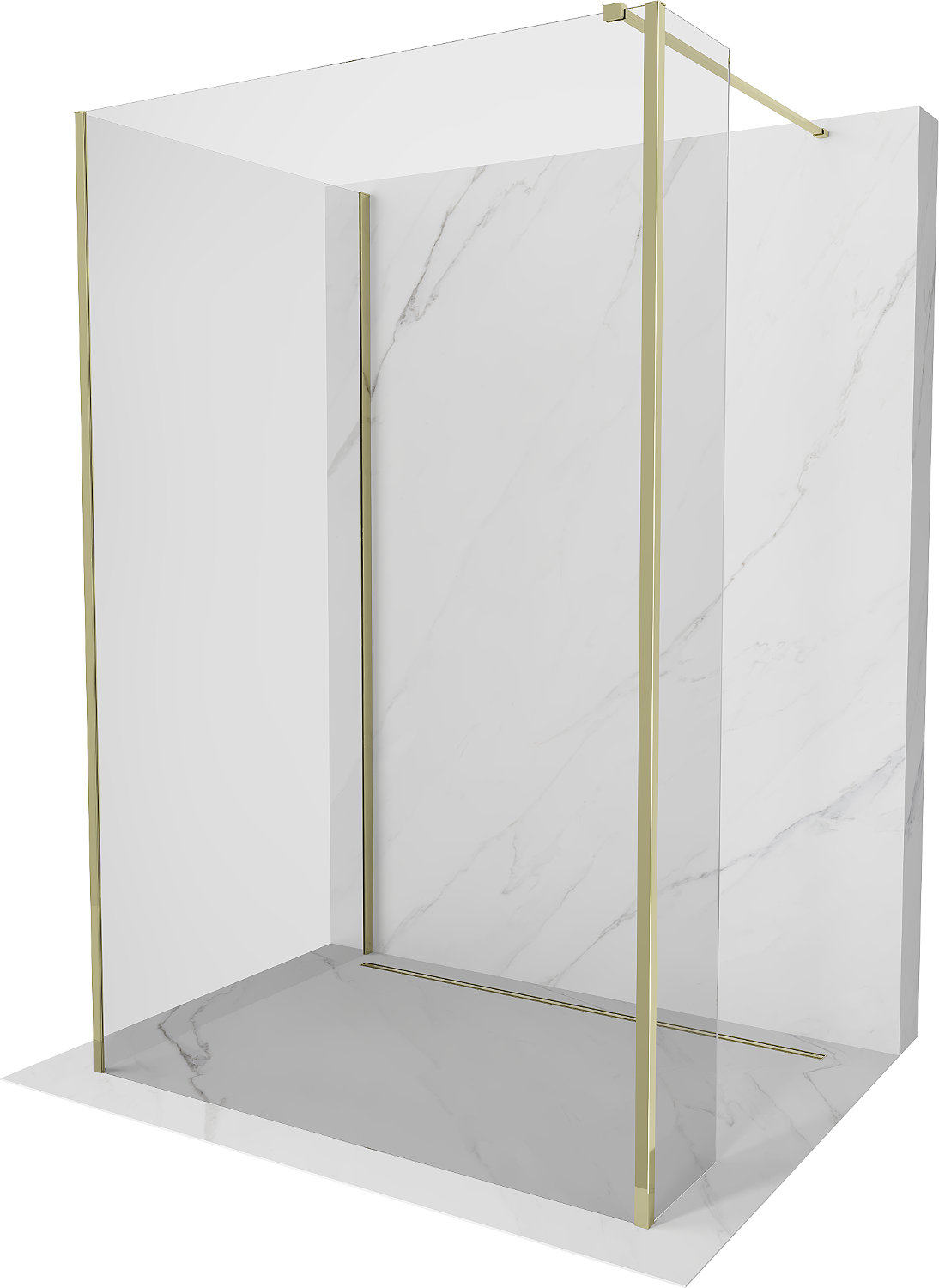 Mexen Kioto Walk-in dušo siena 120 x 80 x 30 cm, skaidrus, auksinis - 800-120-080-221-50-00-030