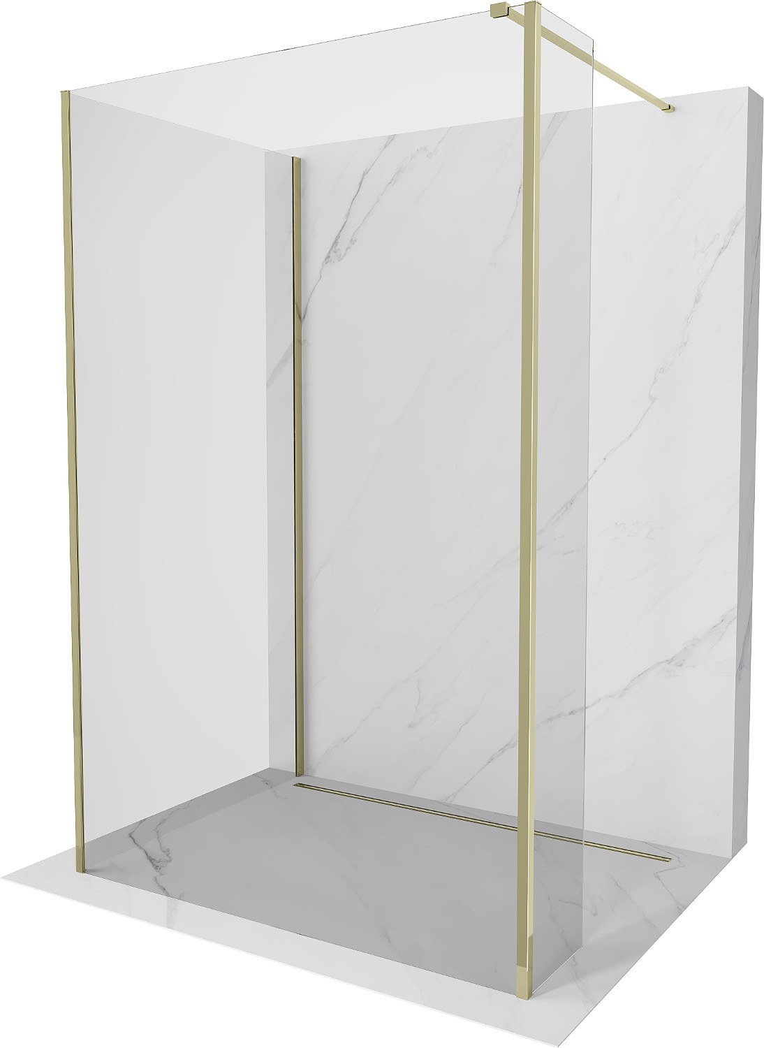 Mexen Kioto dušo siena Walk-in 135 x 80 x 30 cm, skaidri, auksinė - 800-135-080-221-50-00-030