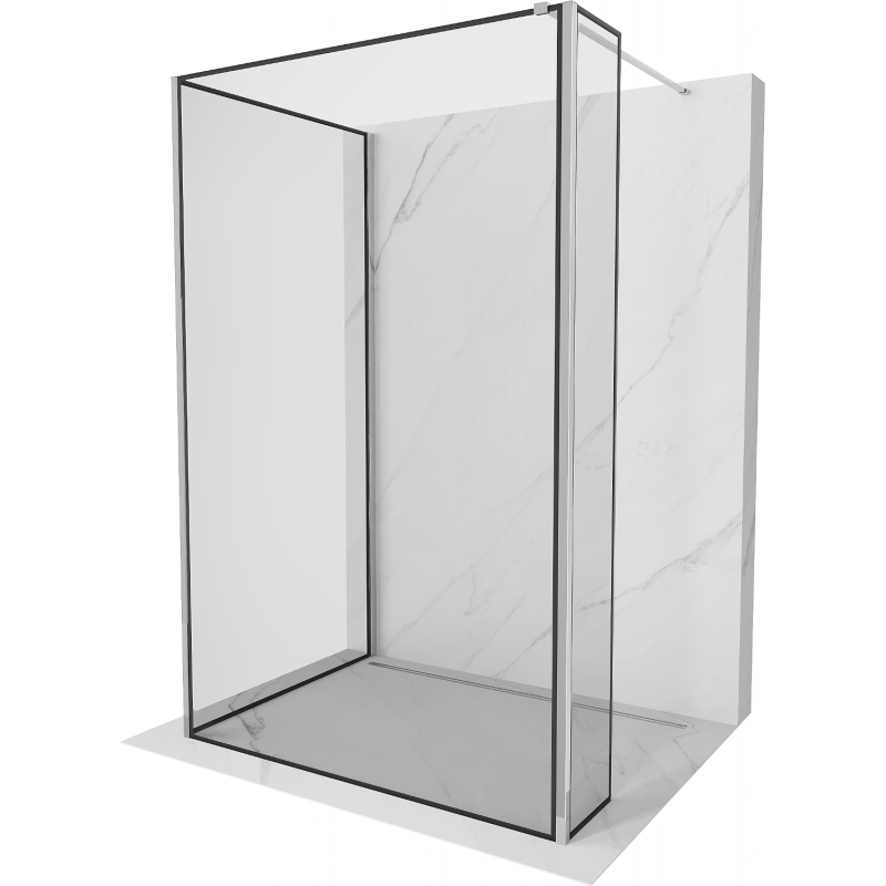 Mexen Kioto Walk-in dušo siena 130 x 100 x 30 cm, juodas raštas, chromas - 800-130-100-221-01-70-030