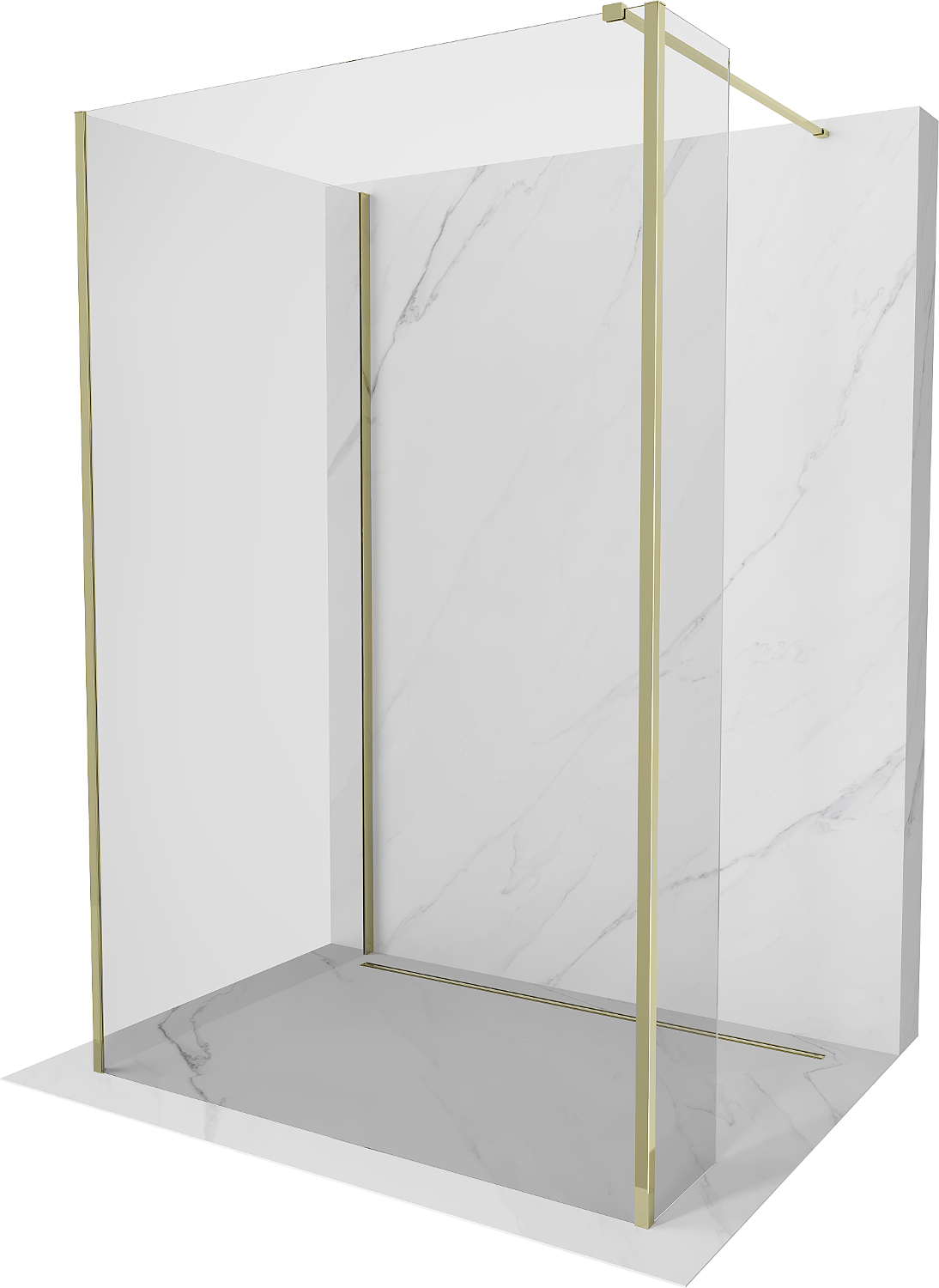 Mexen Kioto dušo siena Walk-in 100 x 90 x 40 cm, skaidrus, auksinis - 800-100-090-221-50-00-040