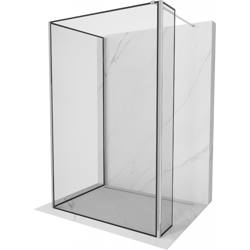 Mexen Kioto walk-in dušo siena 130 x 80 x 40 cm, juodas raštas, chromas - 800-130-080-221-01-70-040
