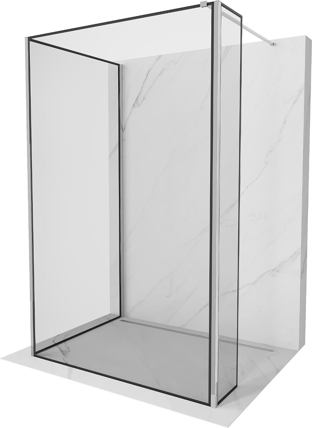 Mexen Kioto dušo siena Walk-in 120 x 90 x 40 cm, juodas raštas, chromas - 800-120-090-221-01-70-040