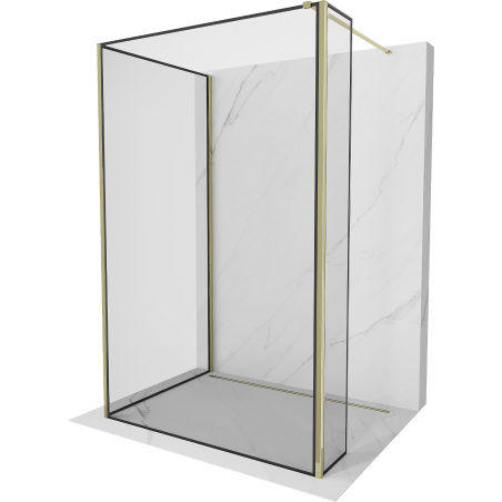 Mexen Kioto dušo sienelė Walk-in 120 x 70 x 30 cm, juodas raštas, auksinė - 800-120-070-221-50-70-030