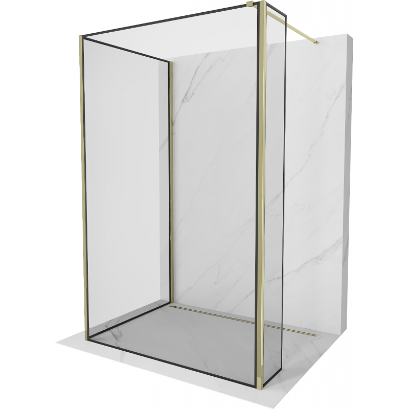 Mexen Kioto Walk-in dušo siena 130 x 80 x 30 cm, juodas raštas, auksinė - 800-130-080-221-50-70-030