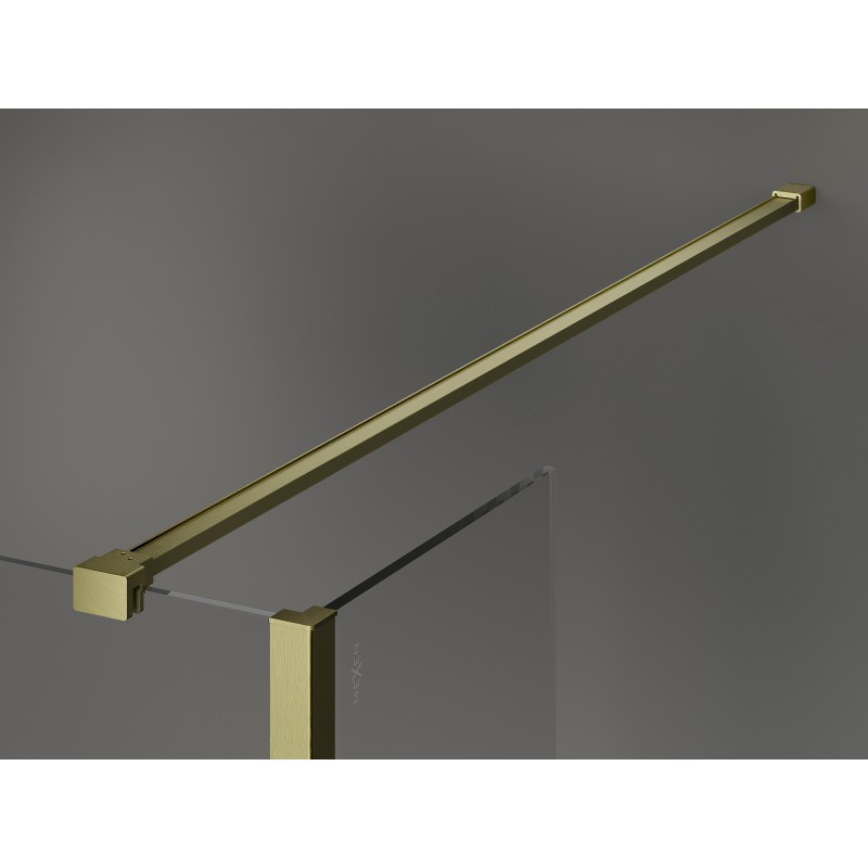 Mexen Kioto dušo sienelė Walk-in 110 x 90 x 30 cm, juodas rėmas, auksinė šepetuota - 800-110-090-221-55-70-030