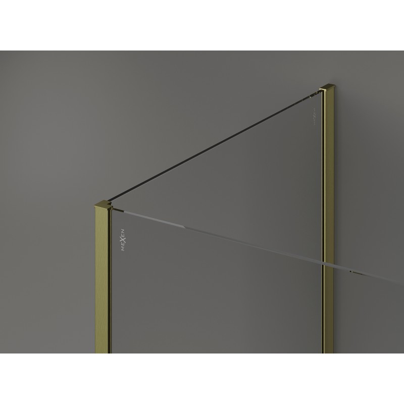 Mexen Kioto dušo siena Walk-in 100 x 100 x 40 cm, juodas rėmas, auksinė šlifuota - 800-100-100-221-55-70-040