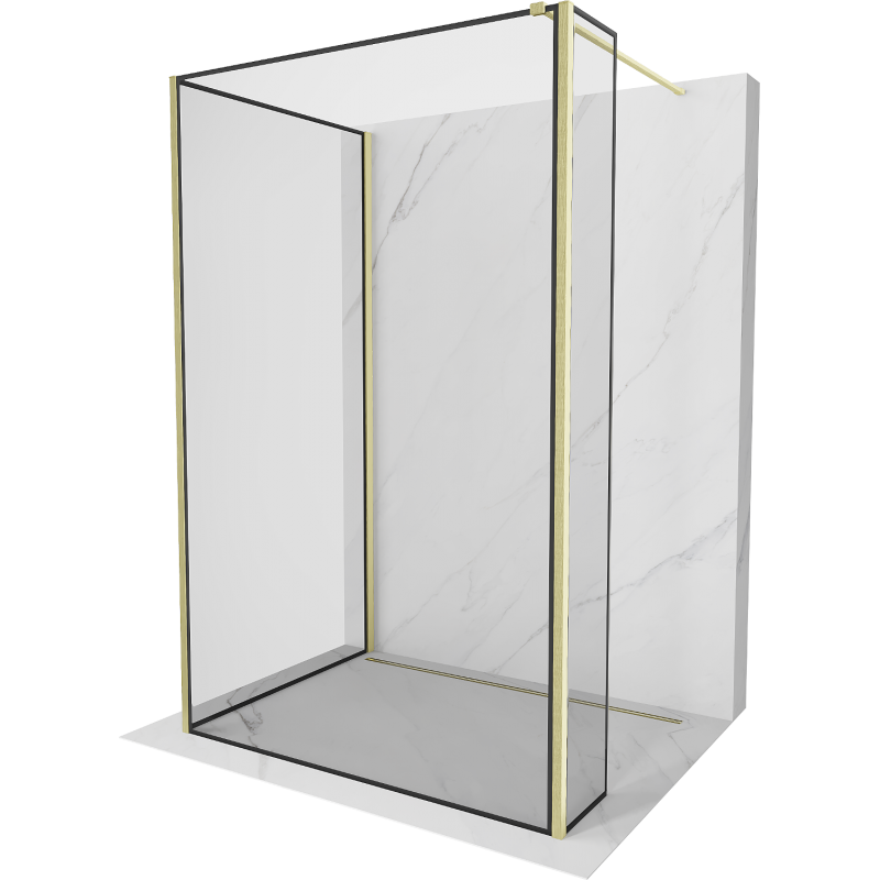 Mexen Kioto dušo sienelė Walk-in 120 x 90 x 40 cm, juodas raštas, šlifuotas auksas - 800-120-090-221-55-70-040