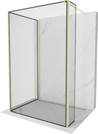 Mexen Kioto dušo sienelė Walk-in 140 x 120 x 40 cm, juodas raštas, auksinis matinė - 800-140-120-221-55-70-040