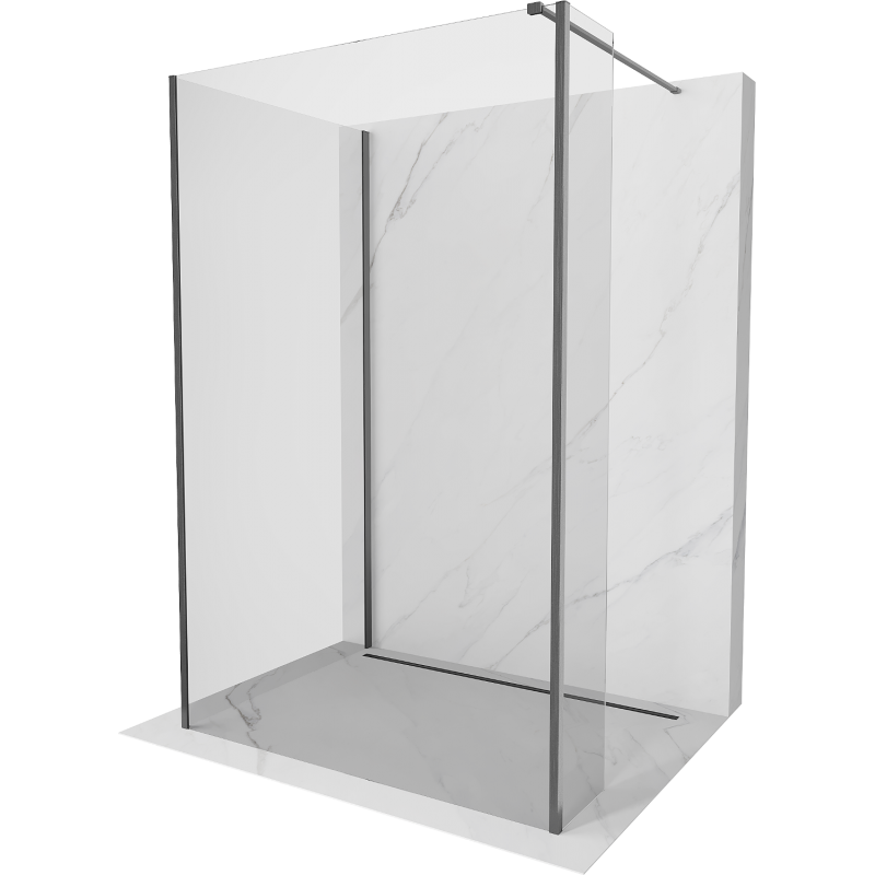 Mexen Kioto Walk-in dušo ekranas 140 x 110 x 30 cm, skaidrus, šaudymo pilkas šlifuotas - 800-140-110-221-66-00-030