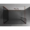 Mexen Kioto dušo siena Walk-in 110 x 100 x 30 cm, juodas raštas, rožinė auksinė - 800-110-100-221-60-70-030