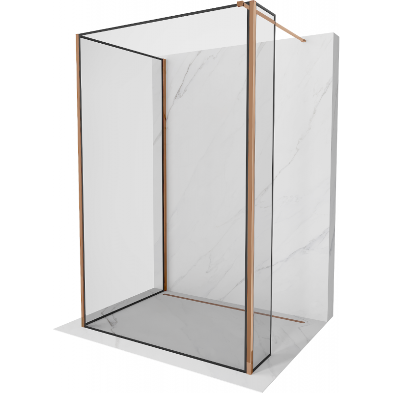Mexen Kioto dušo pertvara Walk-in 130 x 100 x 30 cm, juodas raštas, rožinis auksas - 800-130-100-221-60-70-030