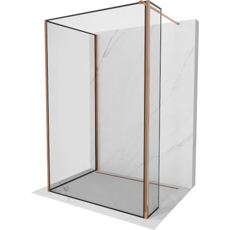 Mexen Kioto dušo pertvara Walk-in 130 x 100 x 30 cm, juodas raštas, rožinis auksas - 800-130-100-221-60-70-030