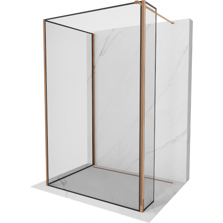 Mexen Kioto dušo siena Walk-in 130 x 100 x 40 cm, juodas raštas, rožinis auksas - 800-130-100-221-60-70-040