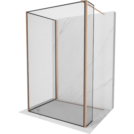 Mexen Kioto Walk-in dušo siena 100 x 90 x 30 cm, juodas modelis, šlifuotas varis - 800-100-090-221-65-70-030