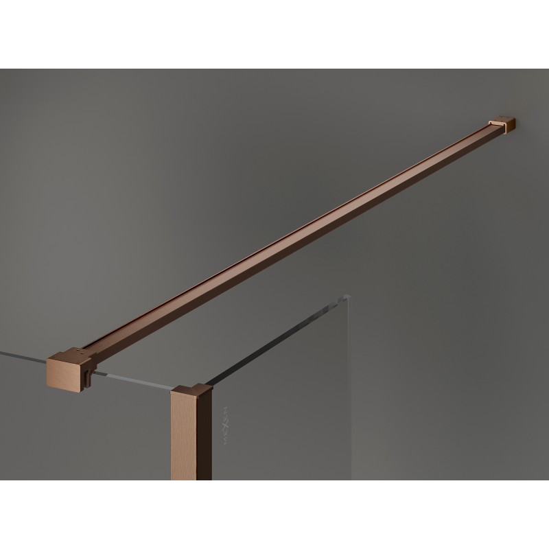 Mexen Kioto dušo siena Walk-in 120 x 80 x 40 cm, juodas rėmelis, šlifuotas varis - 800-120-080-221-65-70-040